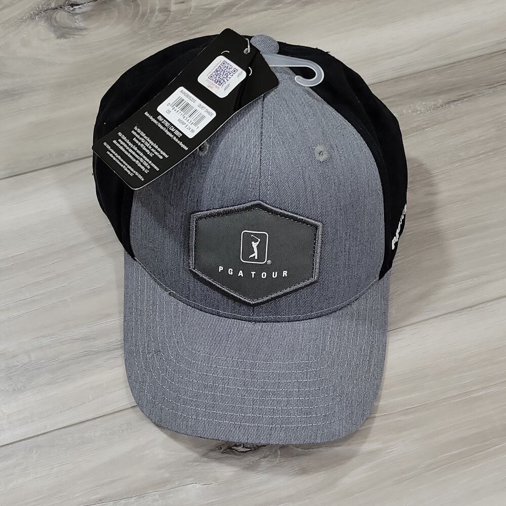 PGA Tour Hat Cap Quiet Shade Snapback One Size Gray Black OS